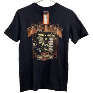 HARLEY-DAVIDSON Men's Black T-Shirt Cowboy Twin Triumph Beaumont TX. Sz. S. NWT